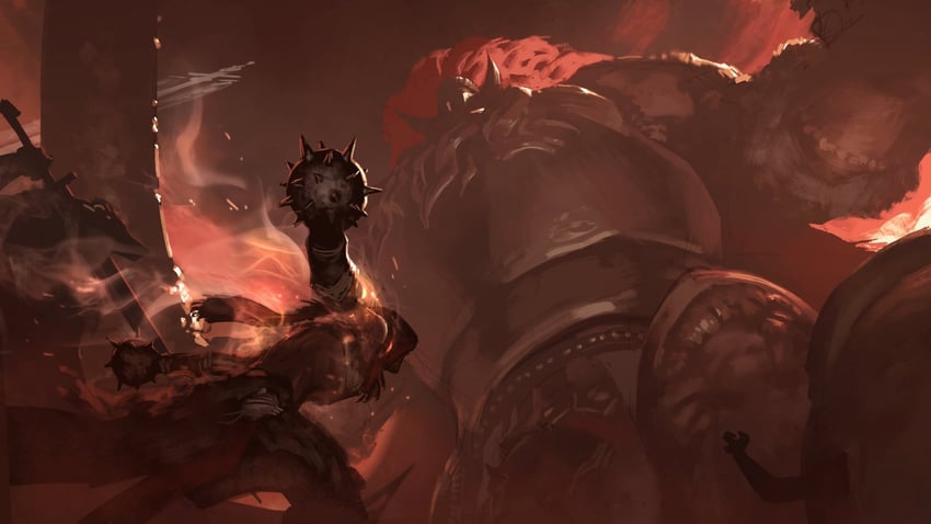 tarnished, blaidd the half-wolf, starscourge radahn, iron fist alexander, and leonard (elden ring) drawn by jeremy_anninos