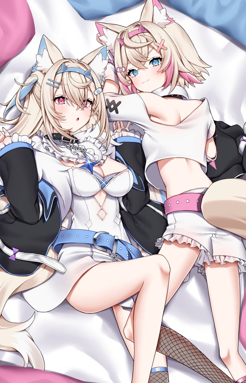 fuwawa abyssgard and mococo abyssgard (hololive and 1 more) drawn by honeyhoppin