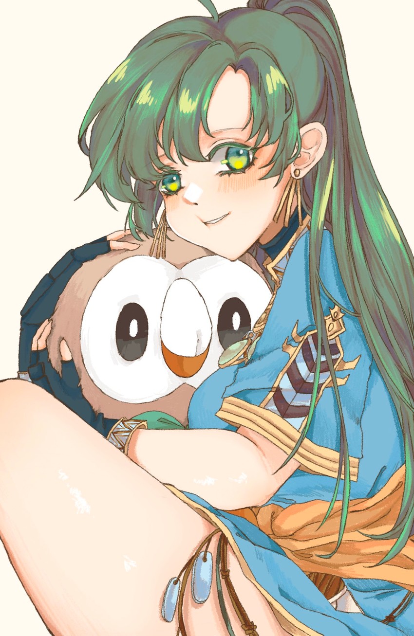 rowlet and lyn (pokemon and 2 more) drawn by octoboo