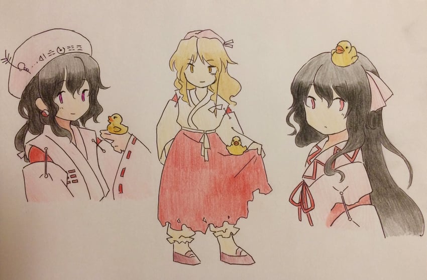 girl who trained on mt. haku, hourai girl, and moonlight's anti-soul (touhou and 1 more) drawn by kaigen_1025