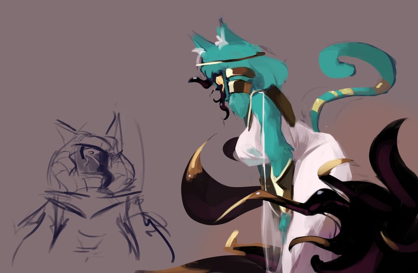 nyanlathotep (cthulhu mythos and 1 more) drawn by ebbedrawin