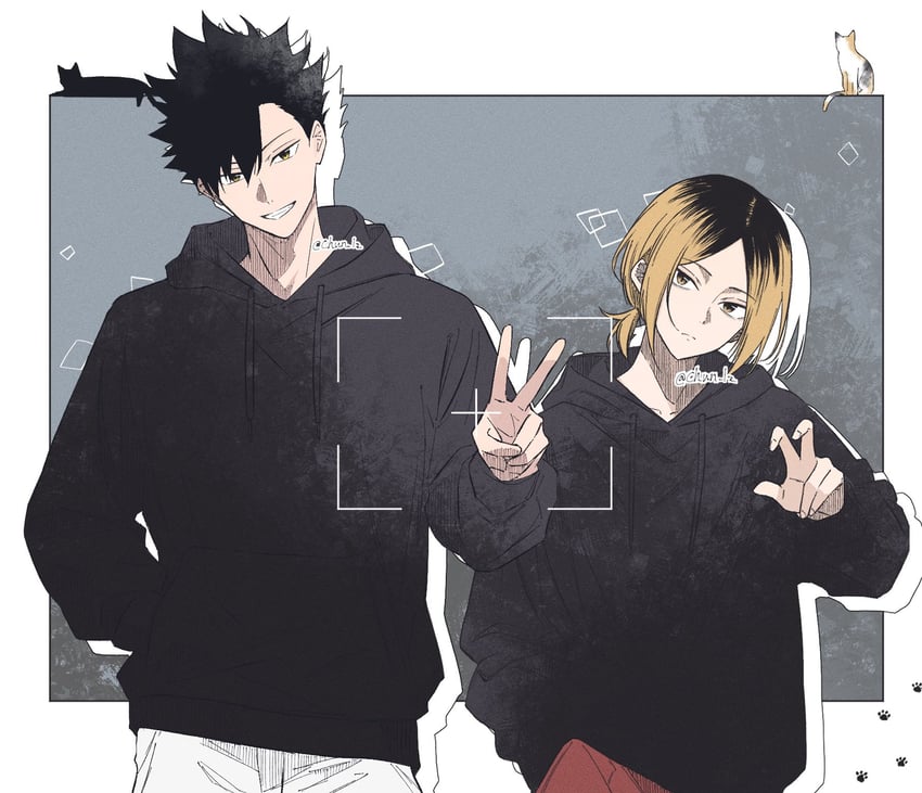 kuroo tetsurou and kozume kenma (haikyuu!!) drawn by chun_lz