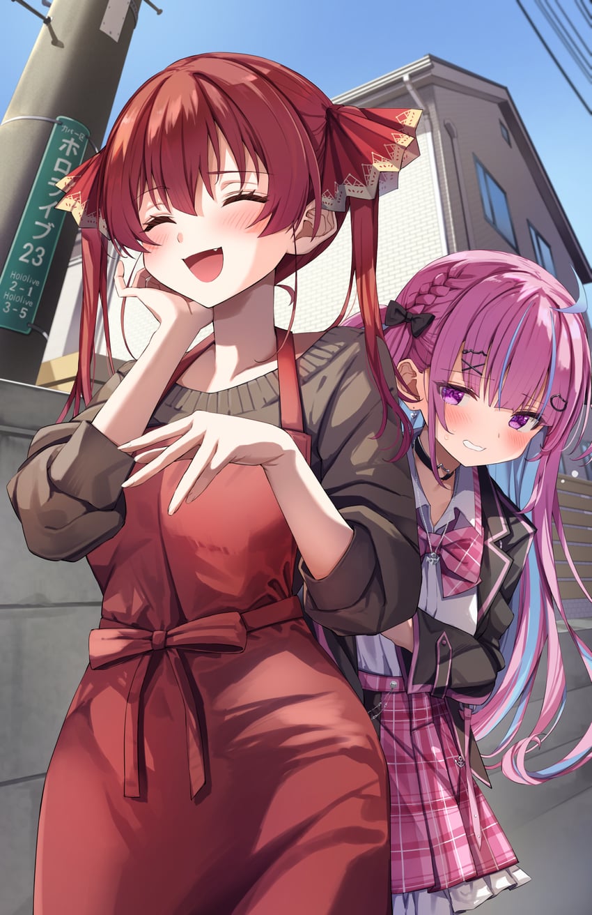 houshou marine and minato aqua (hololive) drawn by summer_tail720