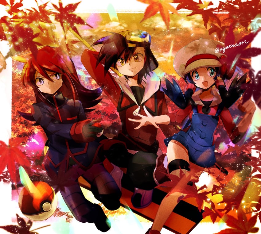 ethan, silver, and kris (pokemon and 1 more) drawn by ayateaori