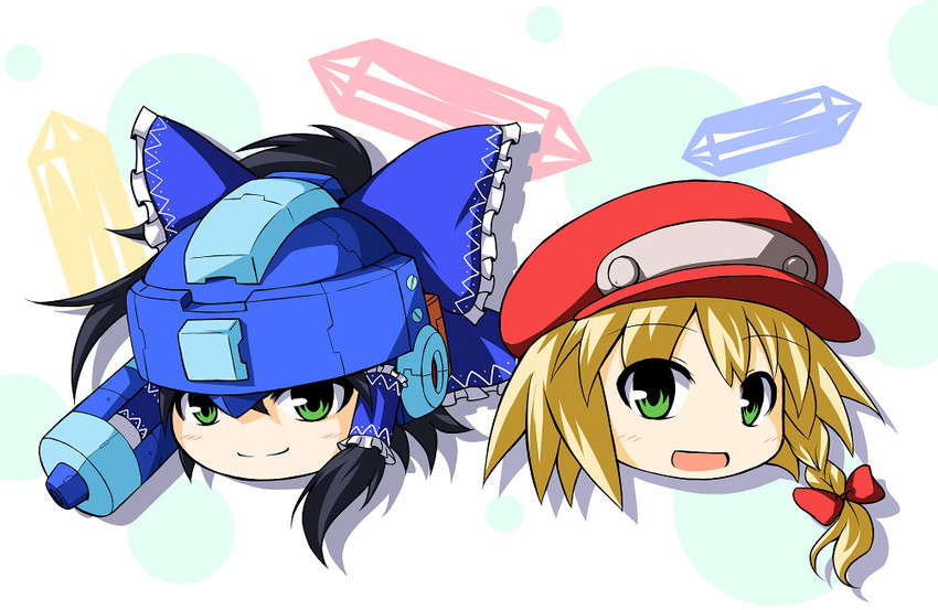 hakurei reimu, kirisame marisa, roll caskett, and mega man volnutt (touhou and 2 more) drawn by mochizuki_ado