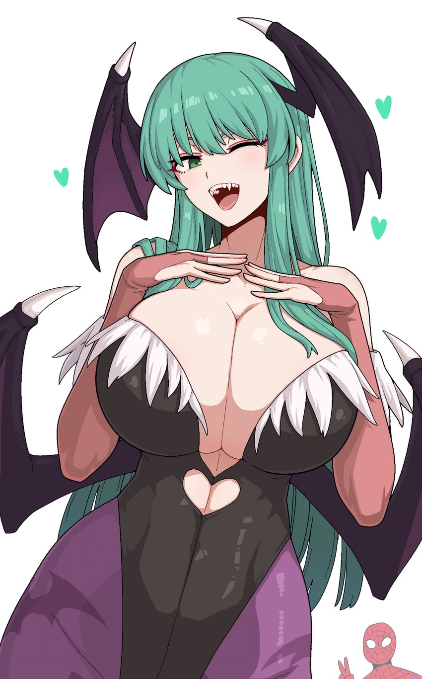 morrigan aensland and spider-man (marvel and 3 more) drawn by formicid