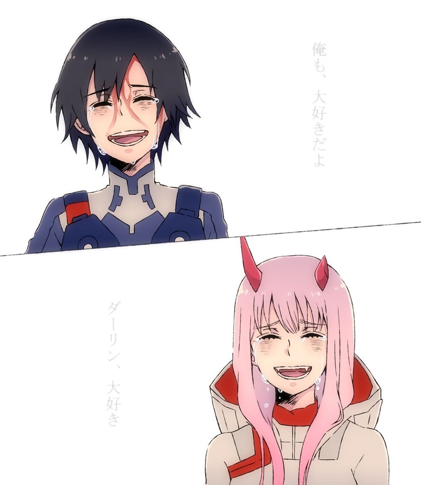 zero two and hiro (darling in the franxx) drawn by mukkun696