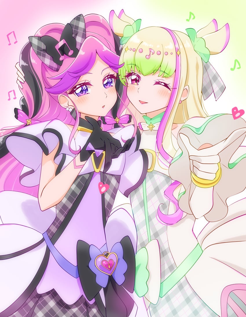 cure zukyuun and cure kiss (precure and 1 more) drawn by sugimura_mickey
