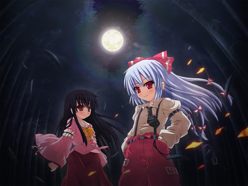 fujiwara no mokou and houraisan kaguya (touhou) drawn by etogami_kazuya