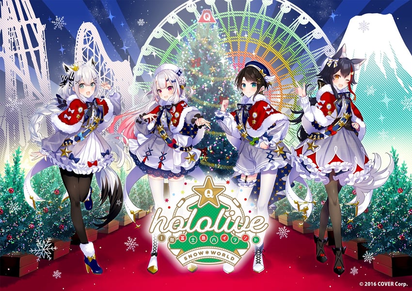 shirakami fubuki, ookami mio, oozora subaru, and nakiri ayame (hololive) drawn by saine