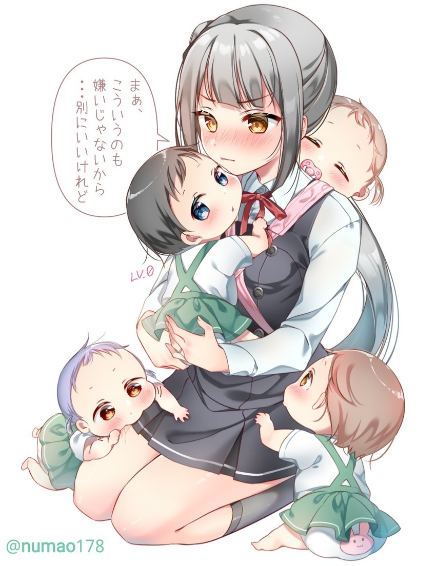 asashio, kasumi, michishio, kasumi kai ni, arashio, and 1 more (kantai collection) drawn by numao178