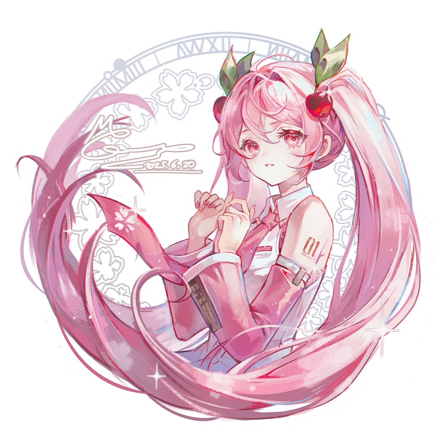 hatsune miku and sakura miku (vocaloid) drawn by memory_mie