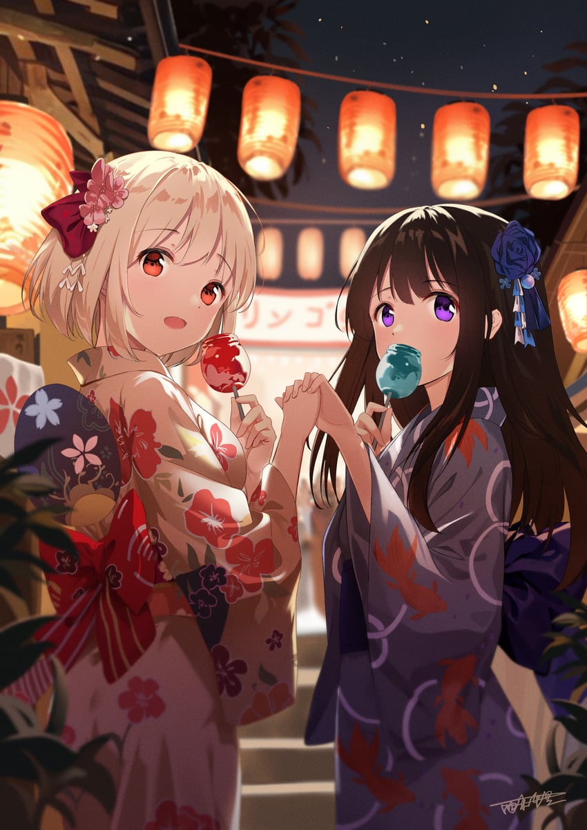 nishikigi chisato and inoue takina (lycoris recoil) drawn by captain_yina