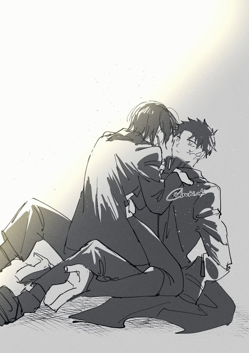 rokuhira chihiro and kagari hiyuki (kagurabachi) drawn by akanashi_(bachi_ak)