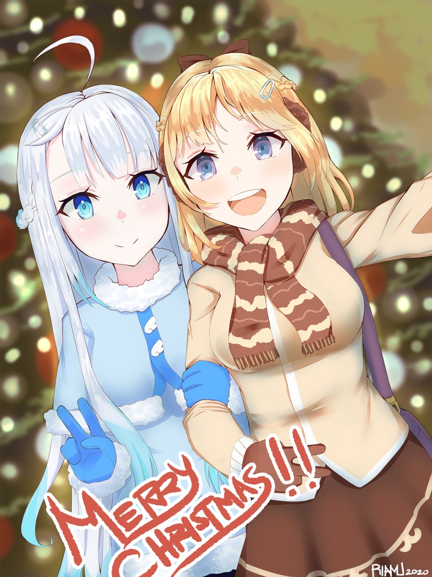 watson amelia and amatsuka uto (hololive and 2 more) drawn by riamu_(liam_razo)