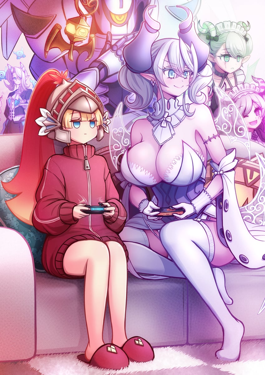 lovely labrynth of the silver castle, knight, arianna the labrynth servant, arianne the labrynth servant, arias the labrynth butler, and 1 more (yu-gi-oh!) drawn by akisame_rizu