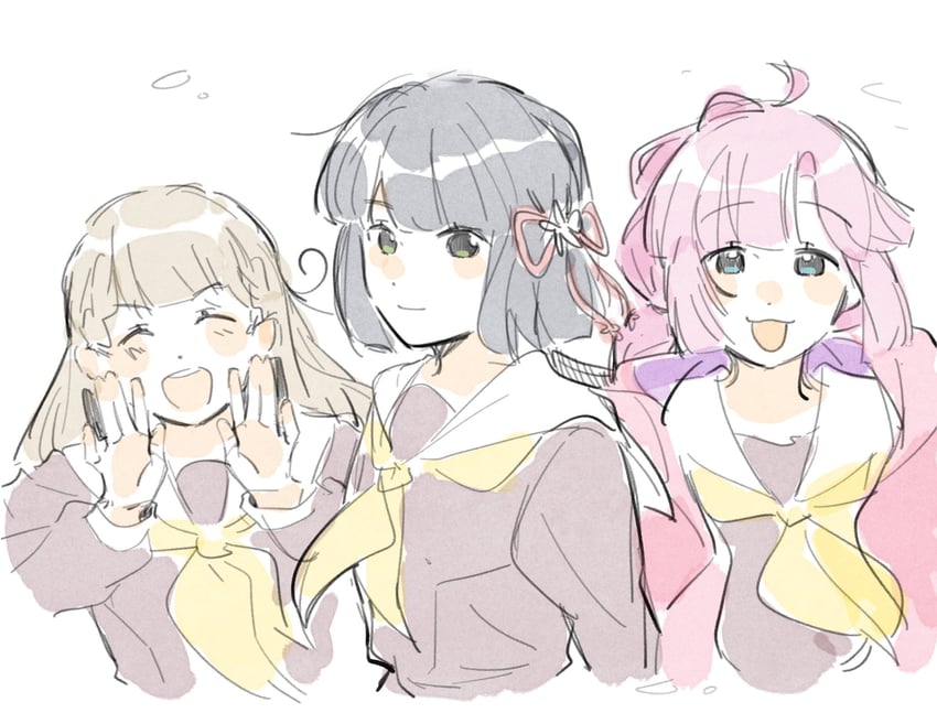 momose ginko, anyoji hime, and kachimachi kosuzu (love live! and 1 more) drawn by woodonly