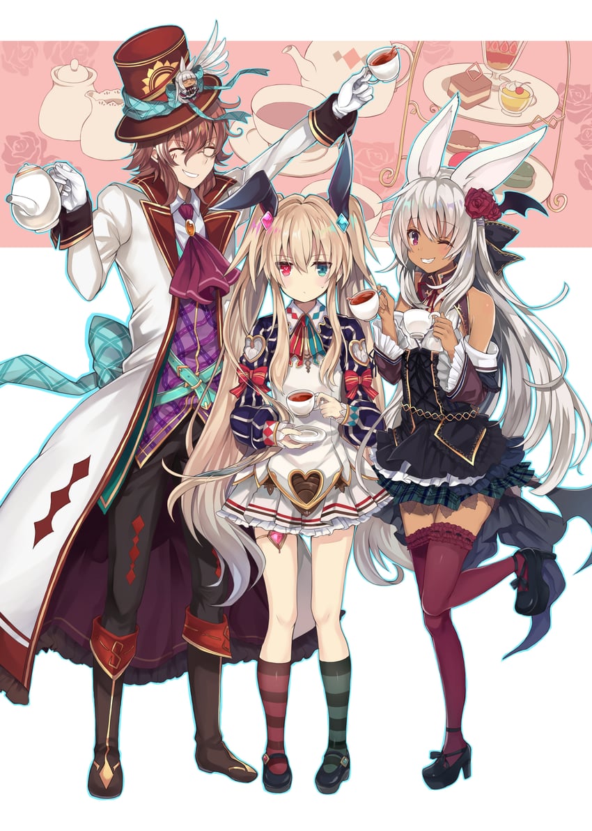 chaos alice, march hare, and mad hatter (grimms notes) drawn by retsuto
