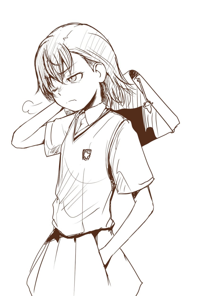misaka mikoto and gekota (toaru majutsu no index and 1 more) drawn by mac-v