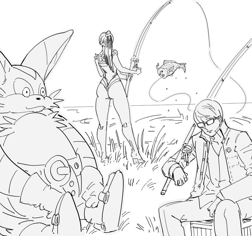 narukami yu, eve, big the cat, and seaman (persona and 4 more) drawn by bb_(baalbuddy)