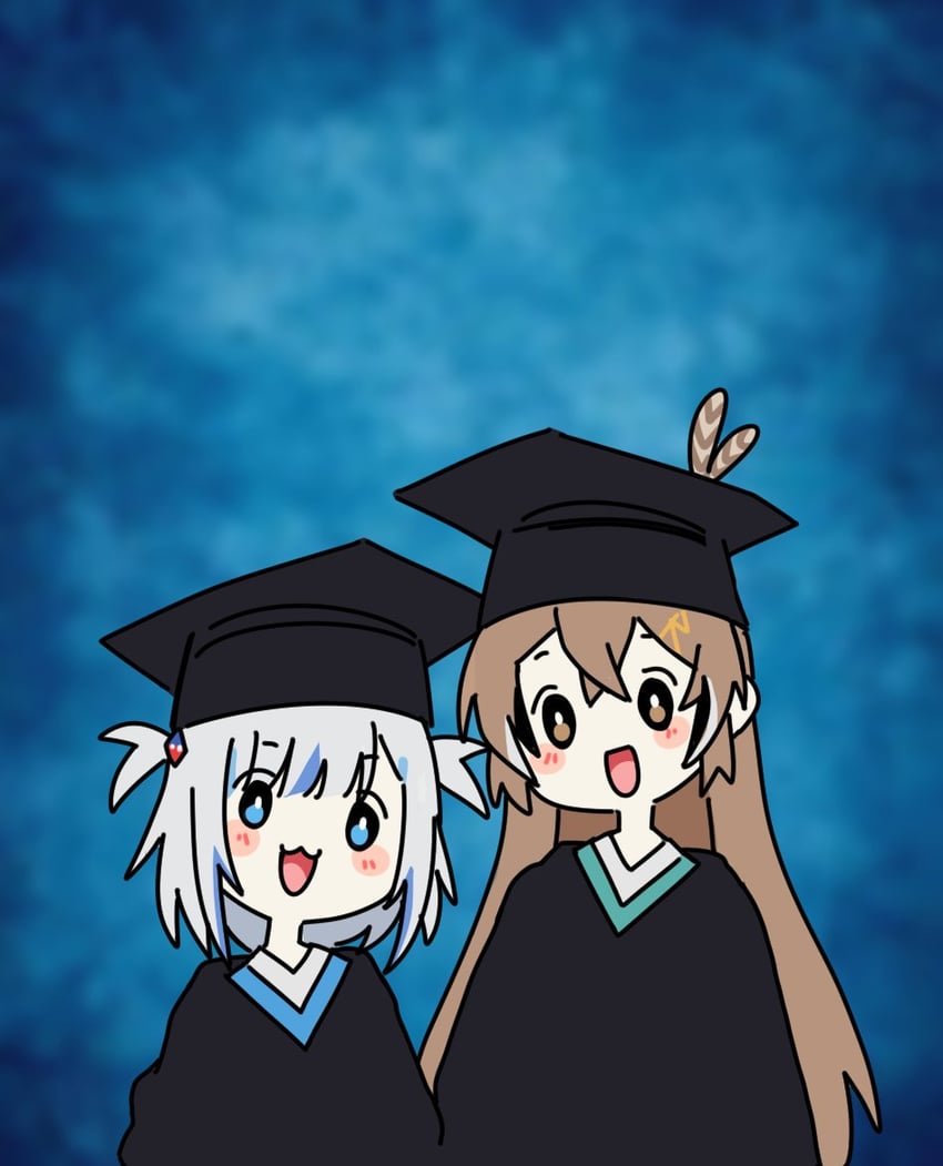 gawr gura and nanashi mumei (hololive and 1 more) drawn by nanashi_mumei_(artist)