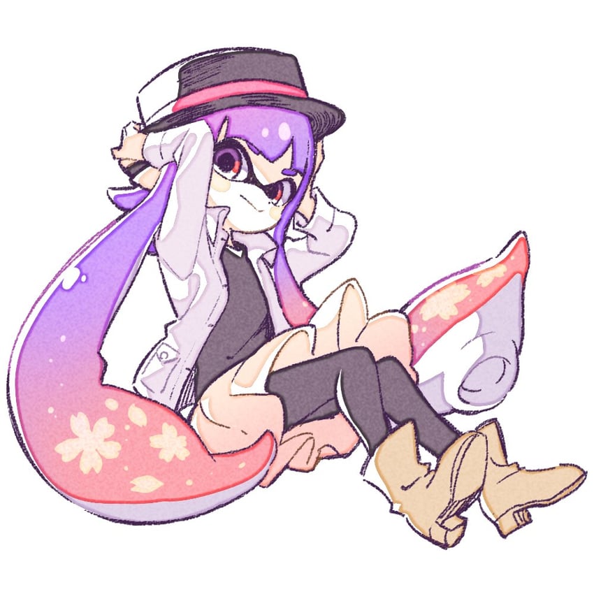 inkling player character and inkling girl (splatoon) drawn by sen_squid