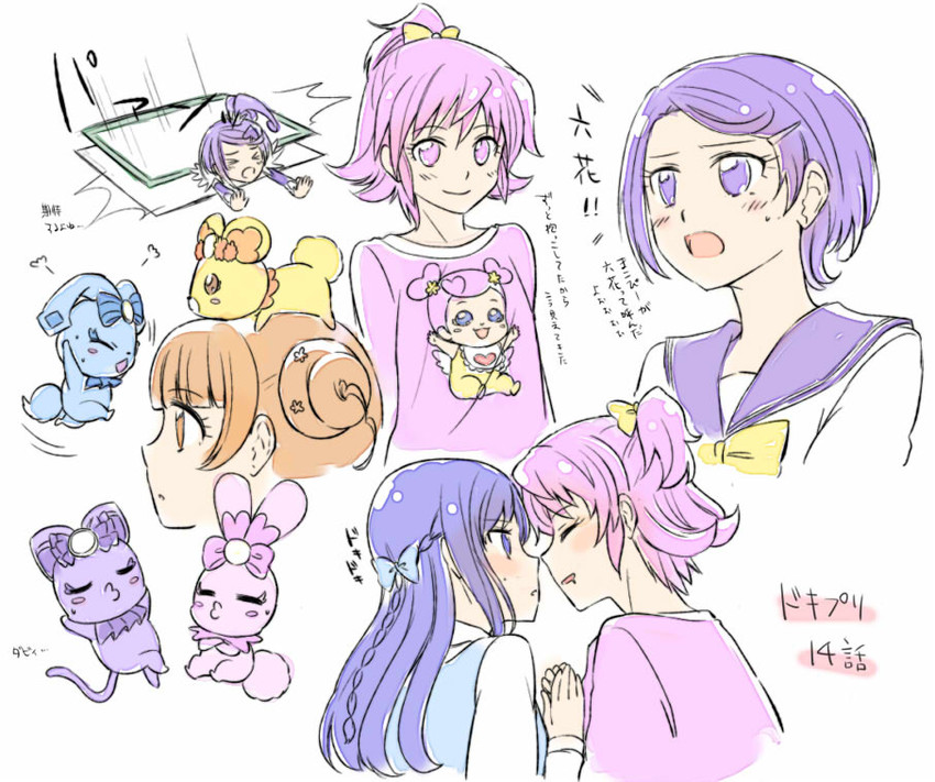 hishikawa rikka, aida mana, kenzaki makoto, yotsuba alice, cure sword, and 5 more (precure and 1 more) drawn by sioagya