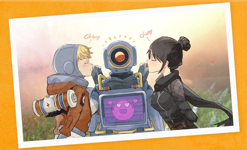wattson, wraith, and pathfinder (apex legends) drawn by stack_(sack_b7)