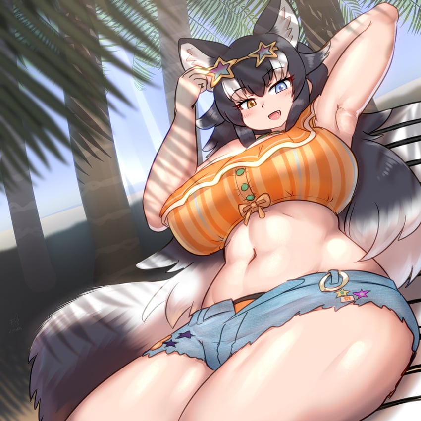 grey wolf (kemono friends and 1 more) drawn by mo23