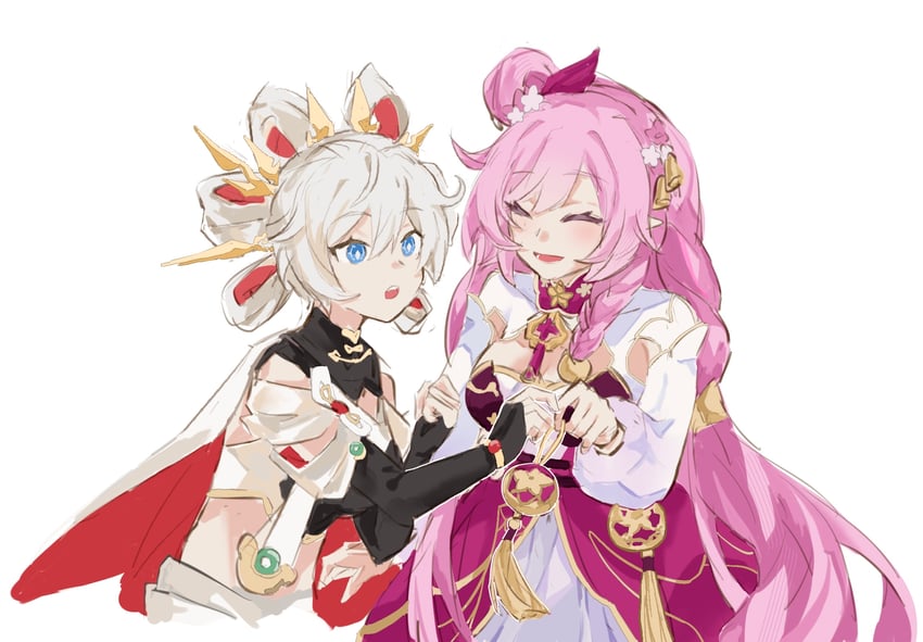 kiana kaslana and elysia (honkai and 1 more) drawn by zhouruoding