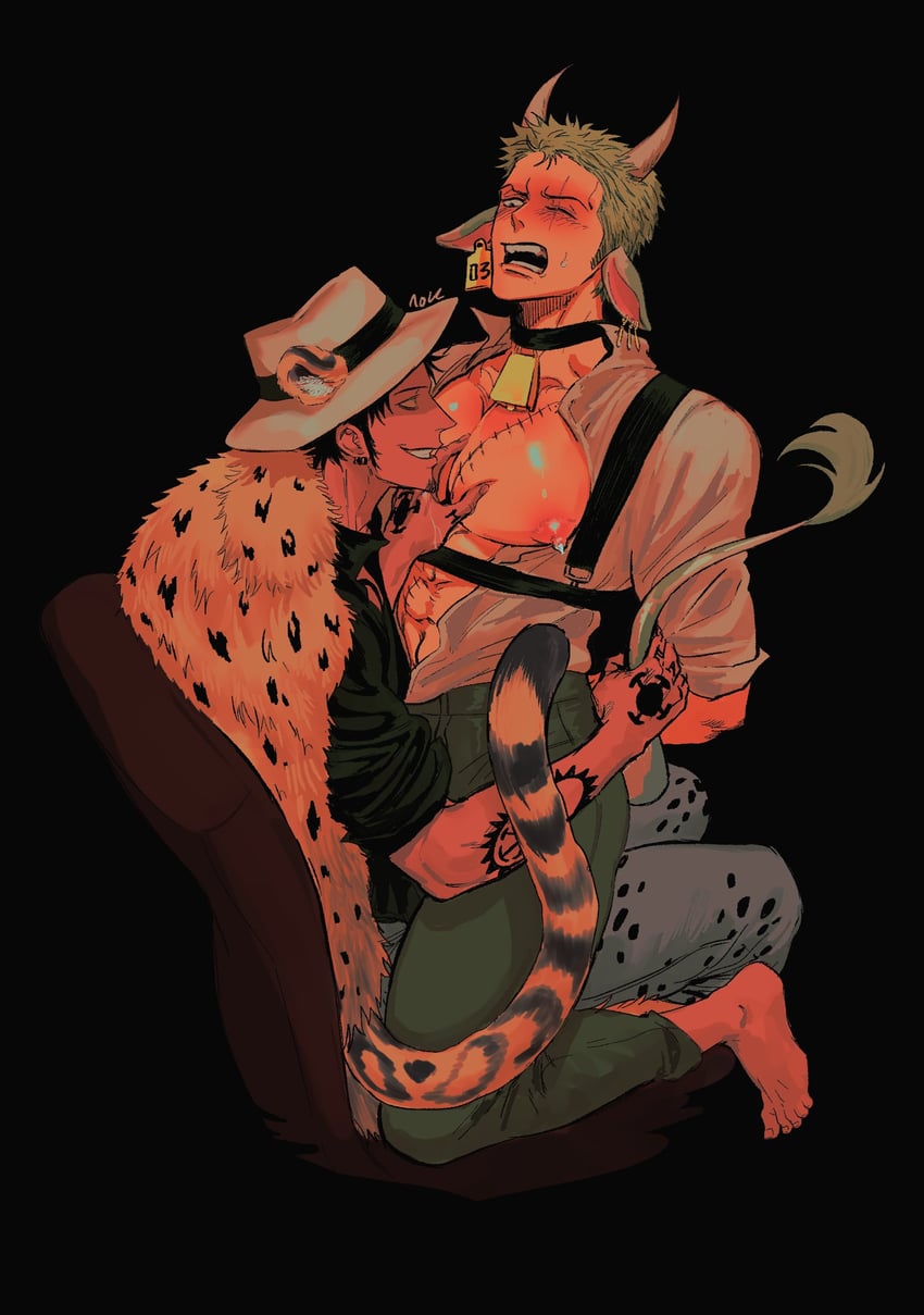 roronoa zoro and trafalgar law (one piece) drawn by nok_(nok_1)