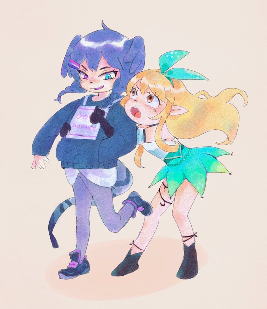 selen tatsuki and pomu rainpuff (nijisanji and 1 more) drawn by ryann_shannon