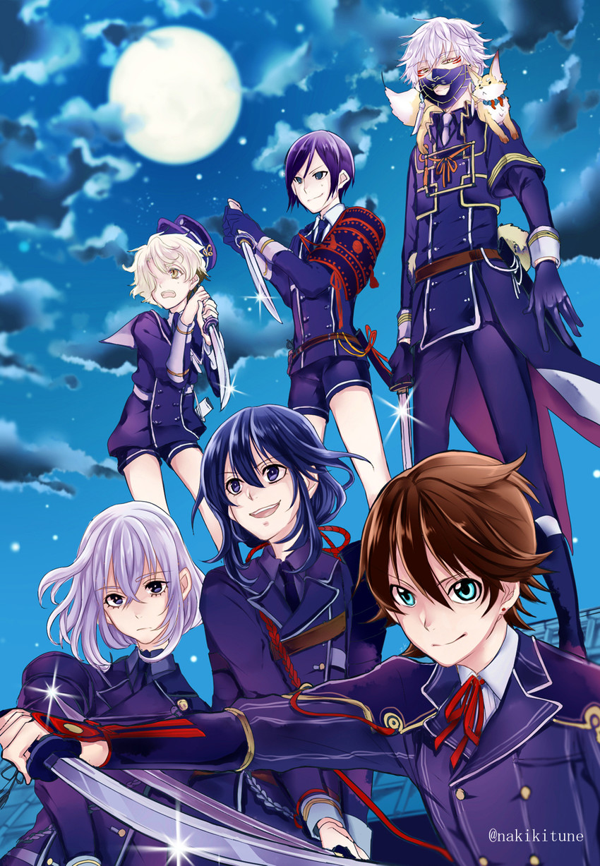 namazuo toushirou, honebami toushirou, horikawa kunihiro, yagen toushirou, gokotai, and 2 more (touken ranbu) drawn by tadano_mya