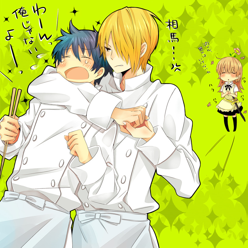 todoroki yachiyo, satou jun, and souma hiroomi (working!!) drawn by kurata_(mosupyon)
