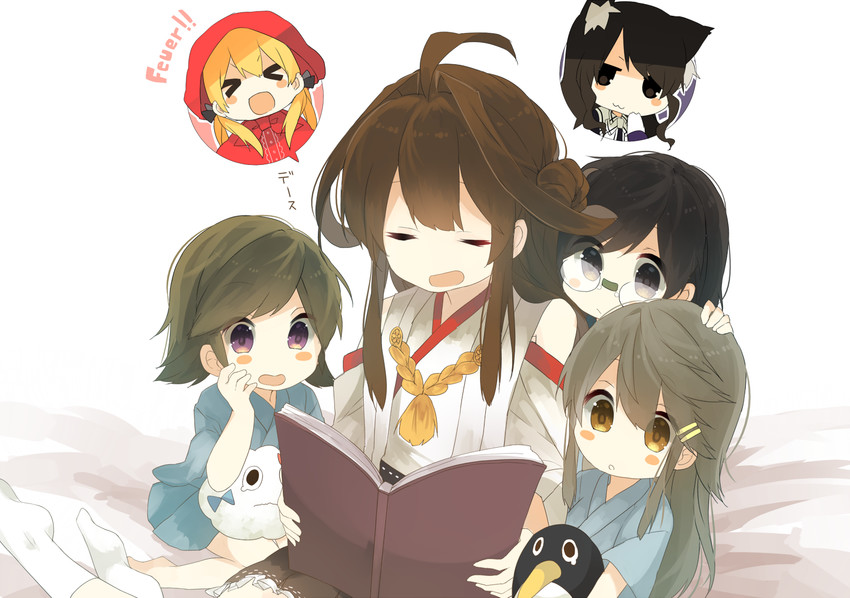 kongou, haruna, prinz eugen, hiei, kirishima, and 5 more (kantai collection and 1 more) drawn by kousaka_karasu