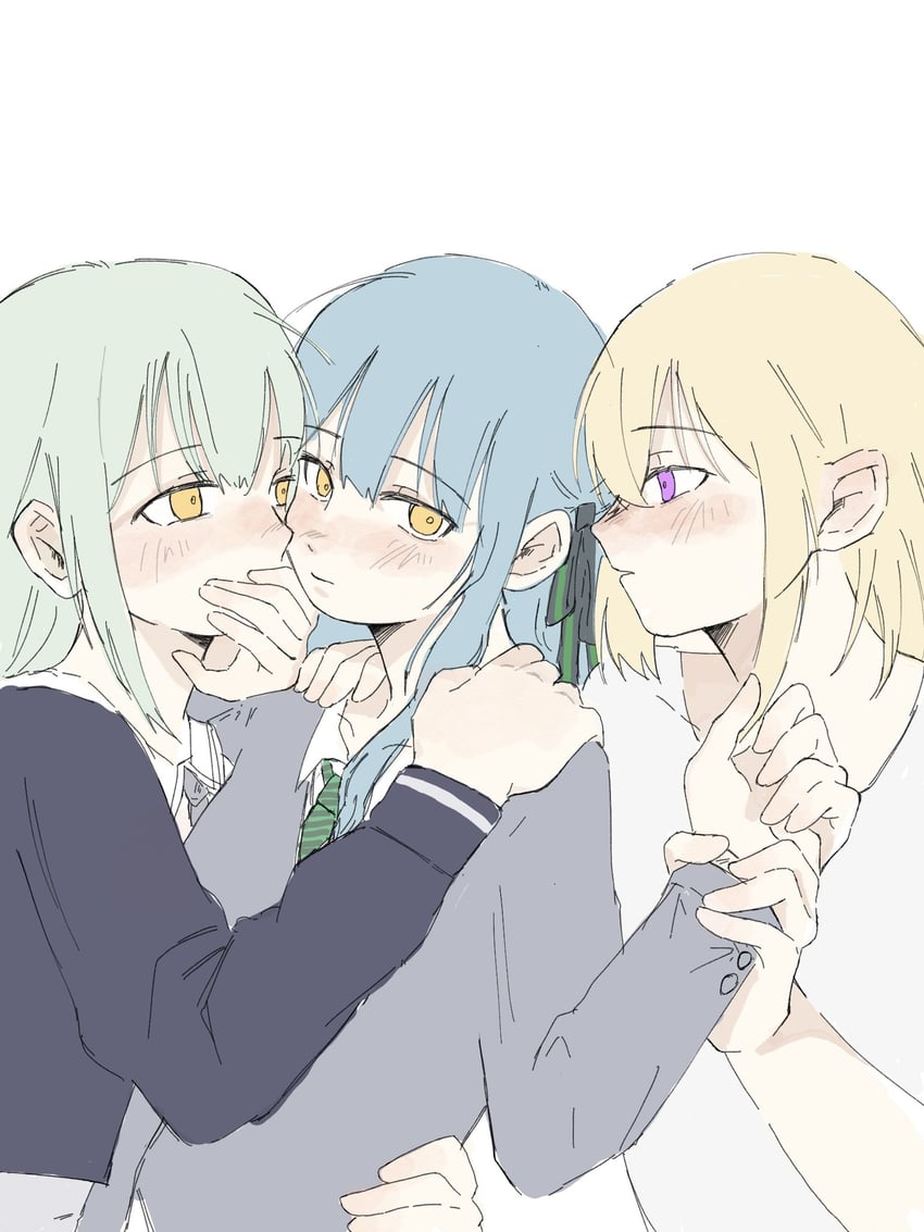 togawa sakiko, wakaba mutsumi, and misumi uika (bang dream! and 1 more) drawn by koricup_q