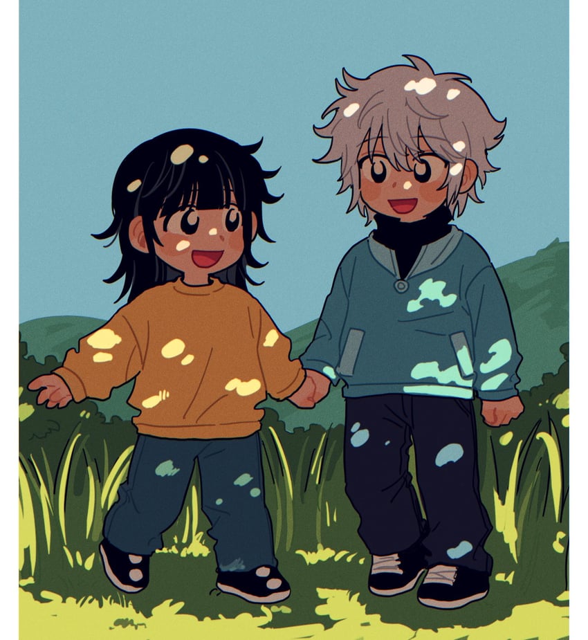 killua zoldyck and alluka zoldyck (hunter x hunter) drawn by 2hyu_00