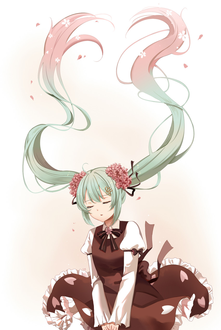 hatsune miku, sakura miku, and chuko miku (vocaloid) drawn by chiramisu06