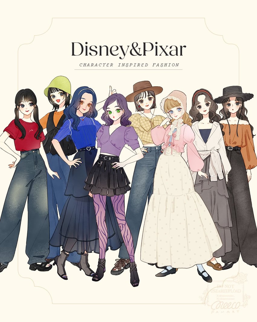 goofy, sheriff woody, jack sparrow, max goof, bo peep, and 3 more (mickey mouse & friends and 3 more) drawn by meecosme