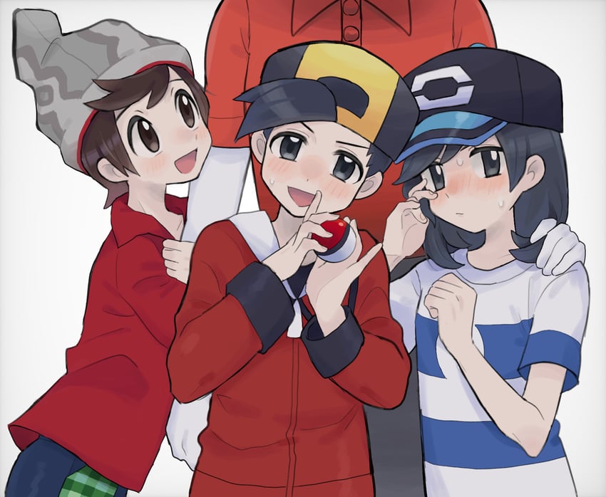 ethan, elio, victor, and ball guy (pokemon and 3 more) drawn by sana_(37pisana)