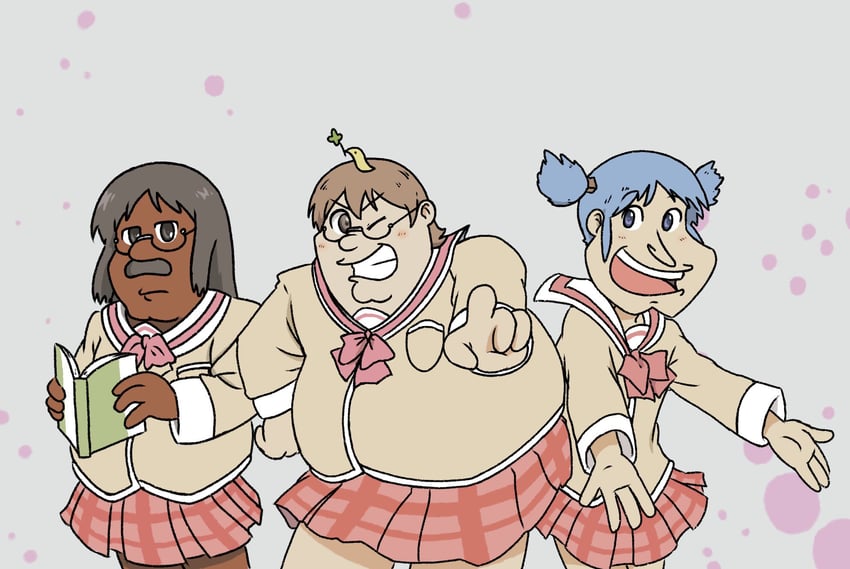 naganohara mio, aioi yuuko, minakami mai, peter griffin, glenn quagmire, and 1 more (nichijou and 1 more) drawn by dr_awesome