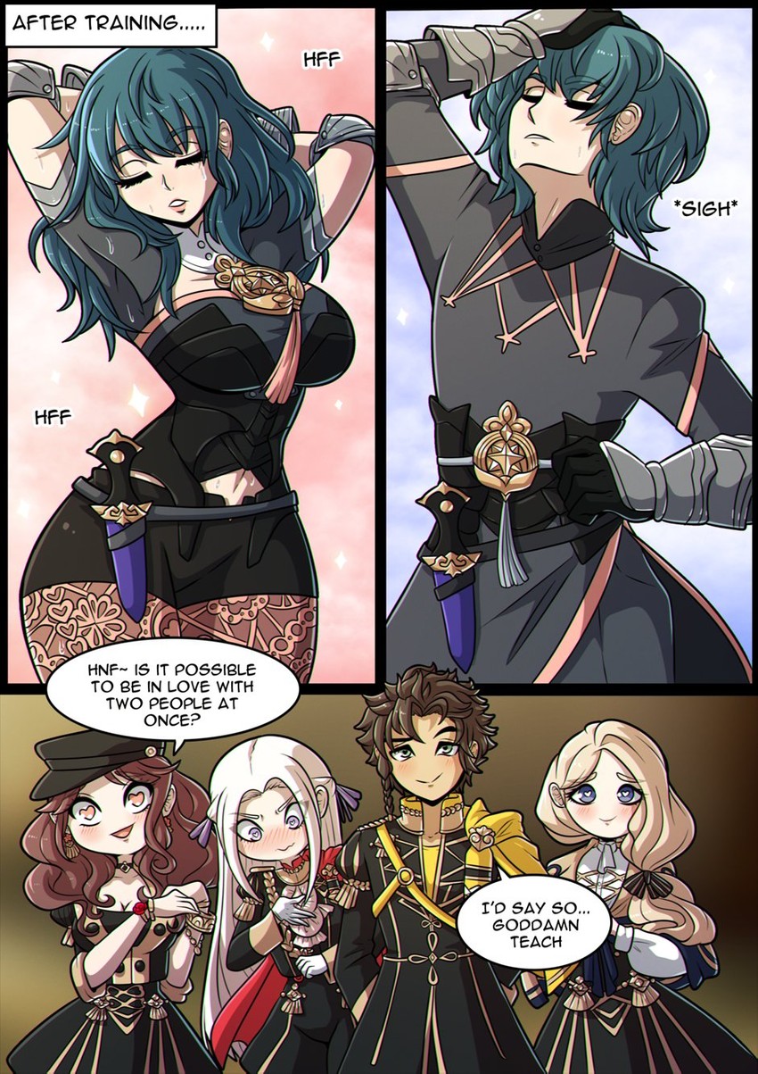 female byleth, edelgard von hresvelg, male byleth, claude von riegan, dorothea arnault, and 1 more (fire emblem and 1 more) drawn by kinkymation