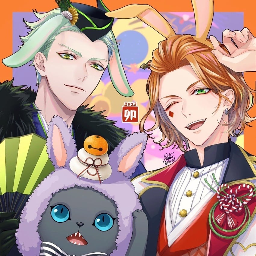grim, sebek zigvolt, and cater diamond (twisted wonderland) drawn by okurabaakaa