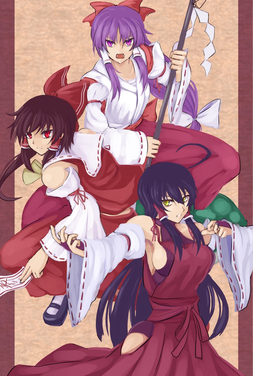 hakurei reimu and sendai hakurei no miko (original and 2 more) drawn by kenuu_(kenny)