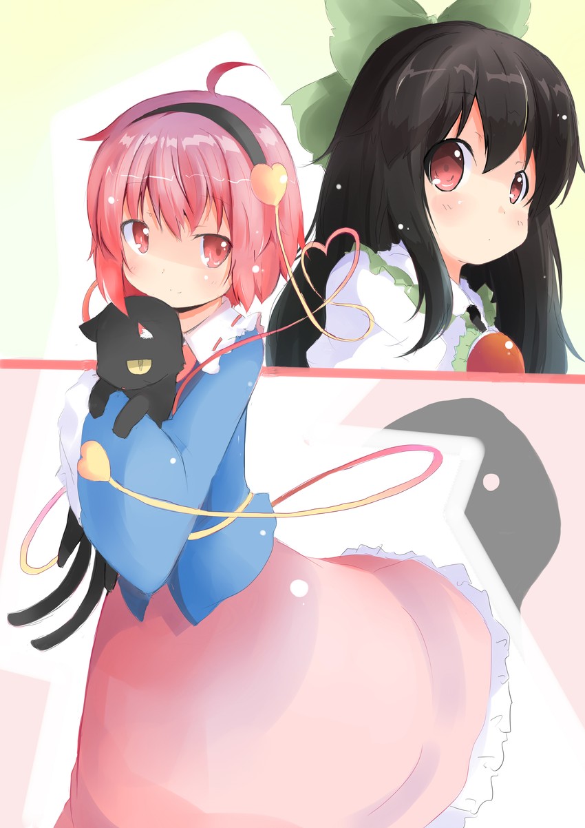 komeiji satori, kaenbyou rin, and reiuji utsuho (touhou) drawn by shichinose