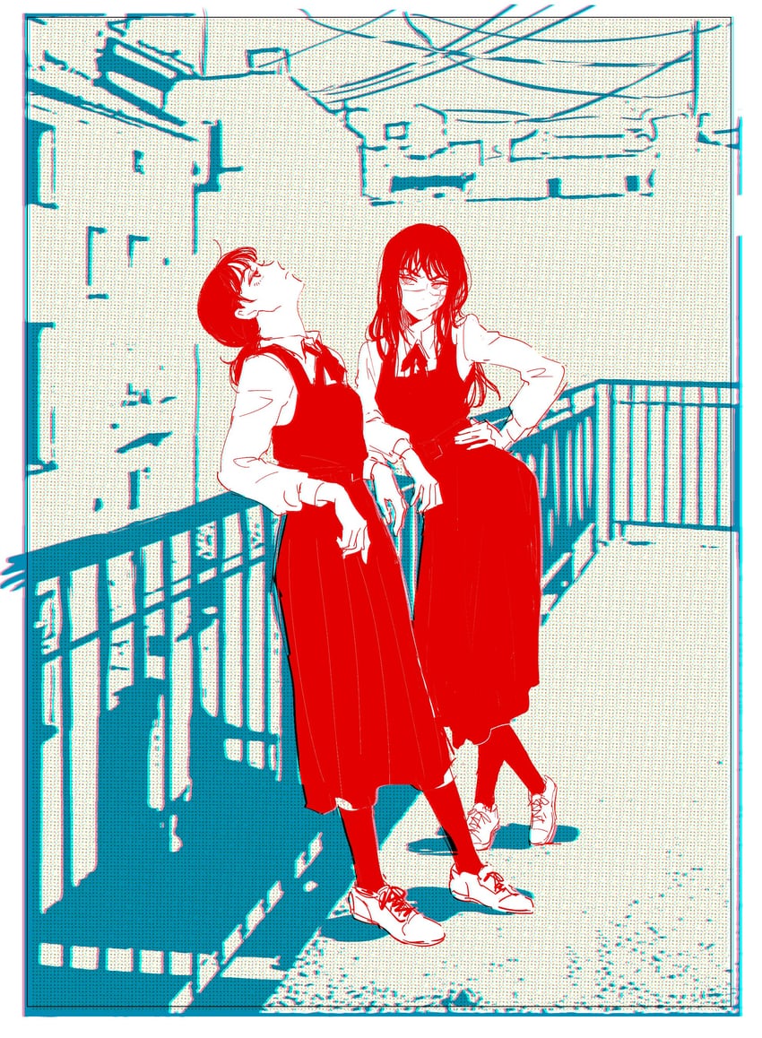 yoru and mitaka asa (chainsaw man) drawn by 2tot8