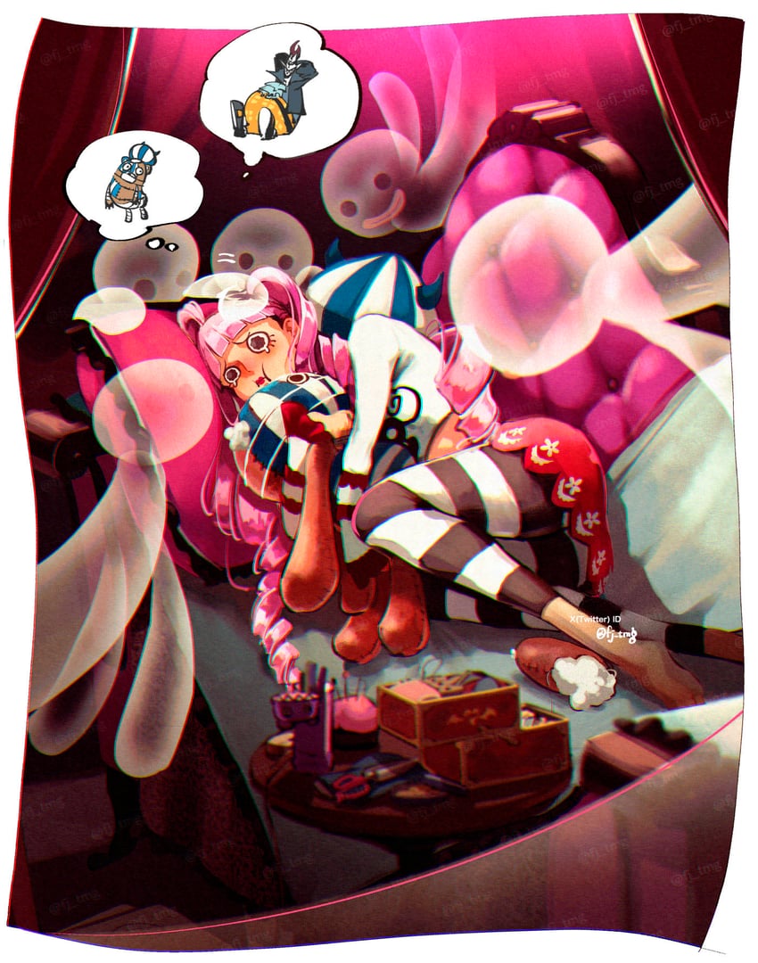 perona, kumacy, and gecko moria (one piece) drawn by fujisee