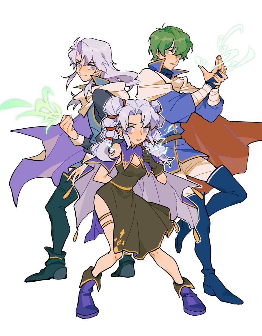 tine, arthur, and ced (fire emblem and 1 more) drawn by julianlynnnn