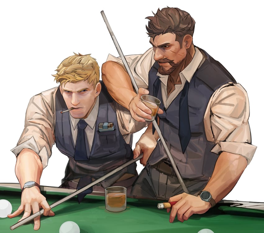 soldier: 76 and reaper (overwatch and 1 more) drawn by nez