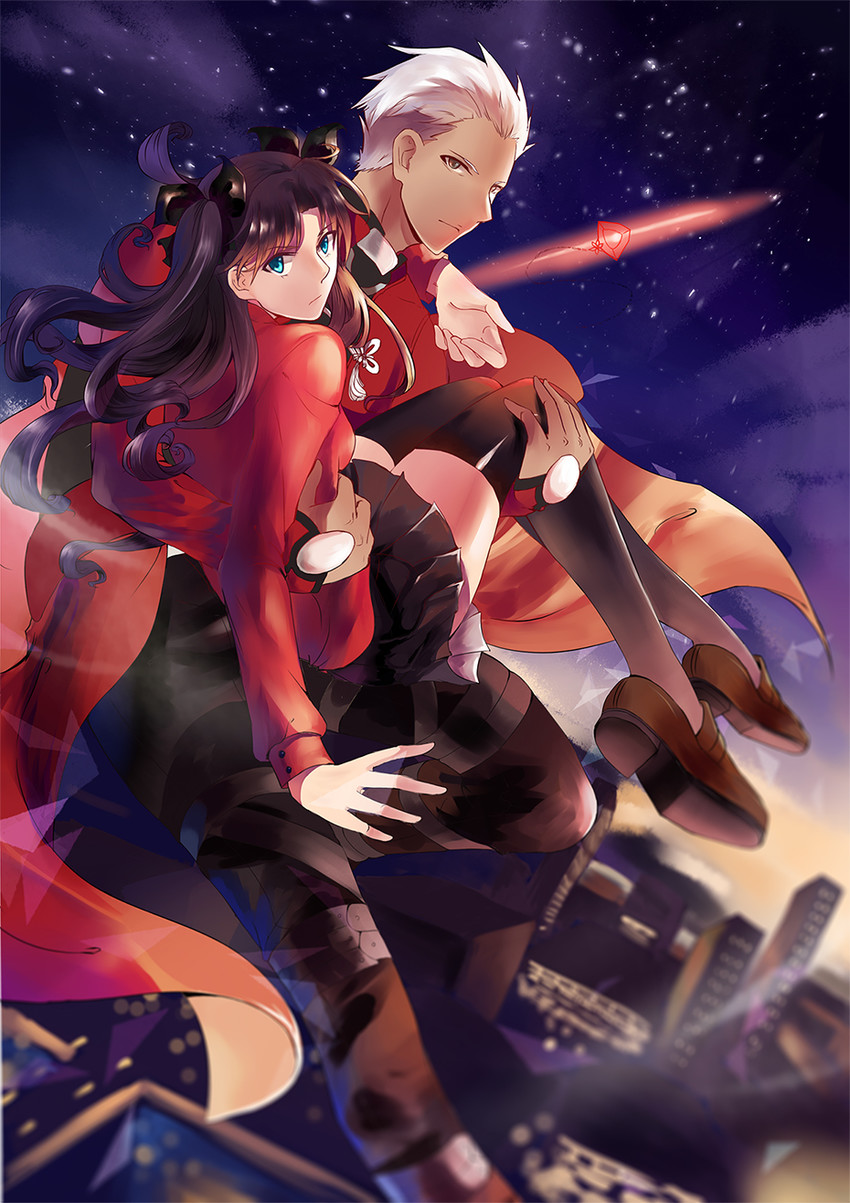 tohsaka rin and archer (fate and 1 more) drawn by pu_(eidolonsod)